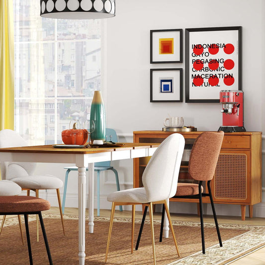 5-in-1 Complete Dining Room Set: Extendable Table 4 Chairs Electric Fireplace Media Console & Bamboo Sideboard