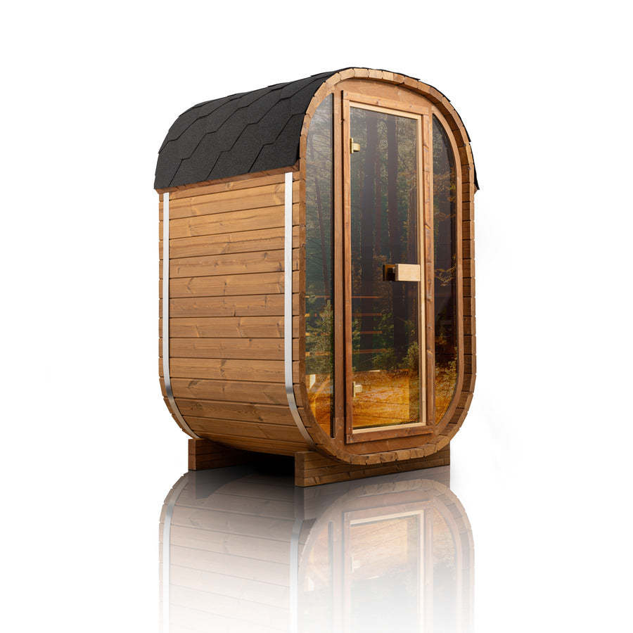 Auris One Luxury Outdoor Cedar Sauna|1–2 Person|Premium Canadian Red Cedar|4.5kW Harvia KIP Heater|Wooden bucket full kit