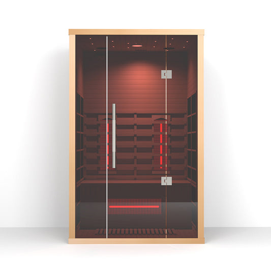 Lumin Two Far Infrared Sauna|2 Person| Premium Canadian Hemlock| Touchscreen control panel| Ventilation window|Built-in speakers|Oxygen ionizer|USB/FM radio