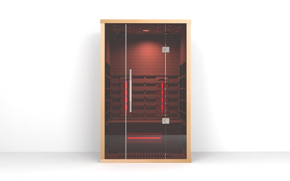 Lumin Two Far Infrared Sauna|2 Person| Premium Canadian Hemlock| Touchscreen control panel| Ventilation window|Built-in speakers|Oxygen ionizer|USB/FM radio