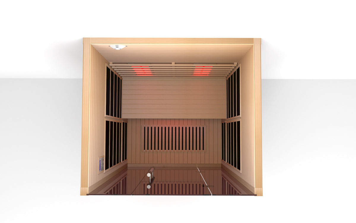Lumin Two Far Infrared Sauna|2 Person| Premium Canadian Hemlock| Touchscreen control panel| Ventilation window|Built-in speakers|Oxygen ionizer|USB/FM radio