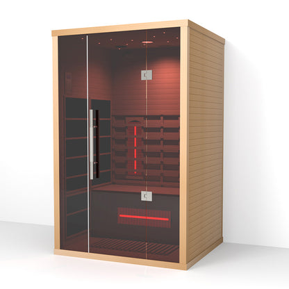 Lumin Two Far Infrared Sauna|2 Person| Premium Canadian Hemlock| Touchscreen control panel| Ventilation window|Built-in speakers|Oxygen ionizer|USB/FM radio